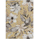 3' X 5' Gold Ivory And Charcoal Floral Washable Indoor Outdoor Area Rug
