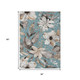 3' X 5' Teal Blue Ivory And Charcoal Floral Washable Indoor Outdoor Area Rug