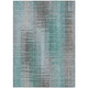 3' X 5' Pale Aqua And Gray Striped Washable Indoor Outdoor Area Rug