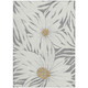 3' X 5' Gray Ivory And Gold Floral Washable Indoor Outdoor Area Rug