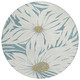 8' Teal Blue Ivory And Gold Round Floral Washable Indoor Outdoor Area Rug