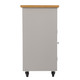 Gray and Natural 35" Rolling Kitchen Island With Storage