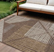 9' X 12' Brown And Ivory Striped Washable Indoor Outdoor Area Rug