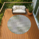 8' Olive Green And Ivory Round Striped Washable Indoor Outdoor Area Rug