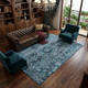 9' X 12' Blue And Ivory Oriental Washable Area Rug With UV Protection