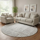 8' Taupe And Beige Striped Washable Round Rug With UV Protection