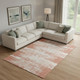 10' X 14' Coral And Ivory Striped Washable Area Rug With UV Protection