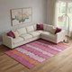 9' X 12' Blush Orange And Ivory Striped Washable Area Rug With UV Protection