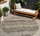 8' Brown Cream And Ivory Striped Washable Round Rug With UV Protection