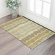 3' X 5' Gold Beige And Rust Striped Washable Area Rug With UV Protection