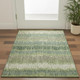 3' X 5' Green Ivory And Taupe Striped Washable Area Rug With UV Protection