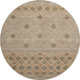 8' Brown And Beige Geometric Washable Round Rug With UV Protection