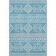 9' X 12' Teal And Ivory Southwestern Washable Area Rug With UV Protection