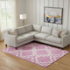 8' X 10' Blush And Ivory Abstract Geometric Washable Area Rug With UV Protection