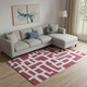 9' X 12' Burgundy And Ivory Abstract Geometric Washable Area Rug With UV Protection