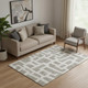 5' X 8' Taupe And Beige Abstract Geometric Washable Area Rug With UV Protection