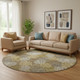 8' Brown Taupe And Beige Polka Dot Washable Round Rug With UV Protection