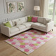 8' X 10' Pink Green And Ivory Polka Dot Washable Area Rug With UV Protection