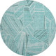 8' Teal And Ivory Geometric Washable Round Rug With UV Protection