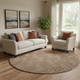 8' Rust And Beige Abstract Geometric Washable Round Rug With UV Protection