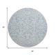 8' Denim Blue And Ivory Damask Washable Round Rug With UV Protection
