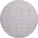 8' Lavender And Ivory Damask Washable Round Rug With UV Protection