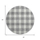 8' Gray And Ivory Plaid Washable Round Rug With UV Protection