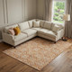 10' X 14' Copper And Beige Floral Washable Area Rug With UV Protection