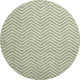 8' Green And Ivory Chevron Washable Round Rug With UV Protection
