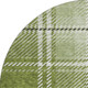 8' Green And Ivory Plaid Washable Round Rug With UV Protection