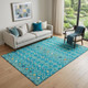 5' X 8' Teal Gold And Green Southwestern Washable Area Rug With UV Protection