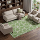 10' X 14' Green Ivory And Gray Geometric Washable Area Rug With UV Protection