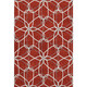 3' X 5' Red Ivory And Gray Geometric Washable Area Rug With UV Protection