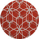 8' Red Ivory And Gray Geometric Washable Round Rug With UV Protection