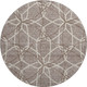 8' Taupe Beige And Brown Geometric Washable Round Rug With UV Protection