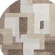 8' Brown Ivory And Beige Geometric Washable Round Rug With UV Protection