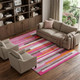 10' X 14' Blush Orange And Gray Striped Washable Area Rug With UV Protection