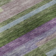 8' Artichoke Green Purple And Blue Striped Washable Round Rug With UV Protection