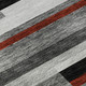 8' Gray Red And Silver Striped Washable Round Rug With UV Protection
