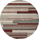 8' Merlot Gray And Beige Striped Washable Round Rug With UV Protection