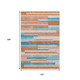 10' X 14' Orange Teal And Peach Striped Washable Area Rug With UV Protection