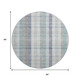 8' Silver Gray And Teal Plaid Washable Round Rug With UV Protection