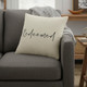 Black Taupe Canvas Redeemed Throw Pillow