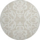 8' Beige And Ivory Damask Washable Round Rug With UV Protection