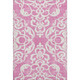 9' X 12' Blush And Ivory Damask Washable Area Rug With UV Protection
