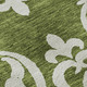 9' X 12' Green And Ivory Damask Washable Area Rug With UV Protection