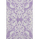 8' X 10' Purple And Ivory Damask Washable Area Rug With UV Protection