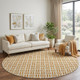 8' Copper And Ivory Geometric Washable Round Rug With UV Protection