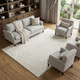 9' X 12' Ivory And Beige Geometric Washable Area Rug With UV Protection
