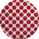 8' Red And Ivory Polka Dot Washable Round Rug With UV Protection